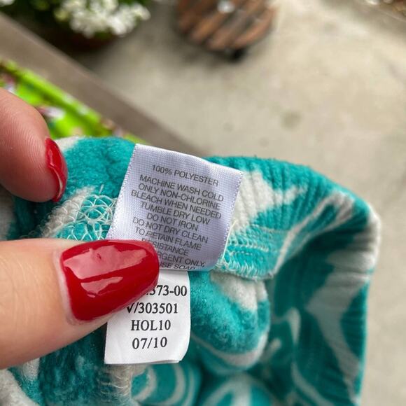 Gap Girls Pajama Pants Size‎ 6 Teal Cream Zebra Stripe Print Lounge Fleece - Picture 5 of 5